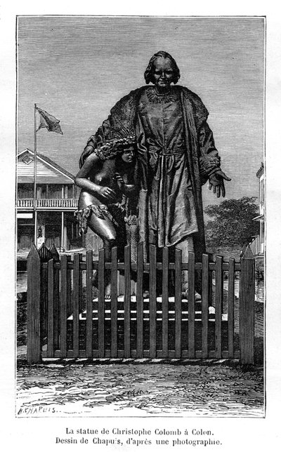 Statua di Cristoforo Colombo, Colón, Panama, XIX secolo da Chapuis