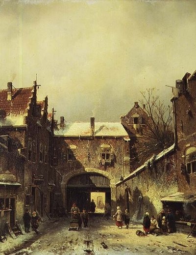 Una città olandese in inverno da Charles Henri Joseph Leickert