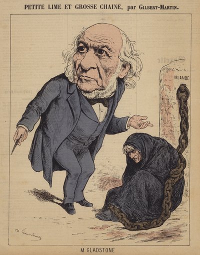 Piccolo file e grande catena (incisione colorata) da Charles (after) Gilbert Martin
