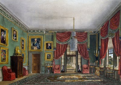 Padiglione verde, incisione di Daniel Havell, basata su un disegno di Charles Wild, da The History of the Royal Residences da Charles (after) Wild