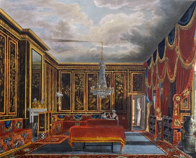 Sala giapponese, incisione di Richard Reeve su disegno di Charles Wild, da The History of the Royal Residences da Charles (after) Wild