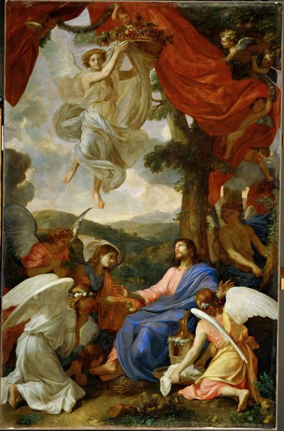 Le Christ au desert servi par les anges - Cristo nel deserto, servito dagli angeli ... da Charles (attr. to) Le Brun