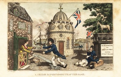 Johnny Newcome in licenza a terra che visita Poll Raffle, una prostituta in Prospect Row da Charles (c.1797 1850) (after) Williams