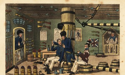 Guardiamarina Newcome incatenato nella sala cannoni per aver colpito il dottor Pestle da Charles (c.1797 1850) (after) Williams