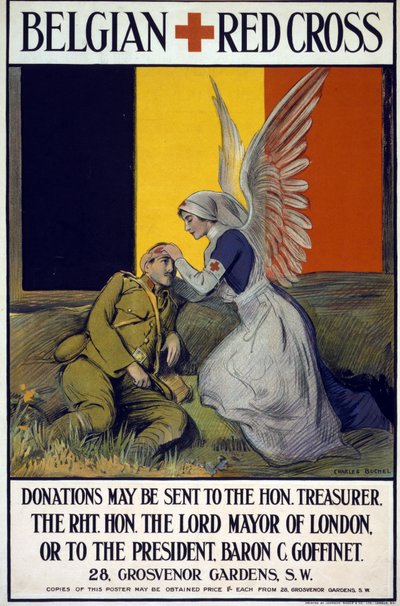 Poster di raccolta fondi per la Croce Rossa Belga, pub. 1914-18 da Charles A. Buchel
