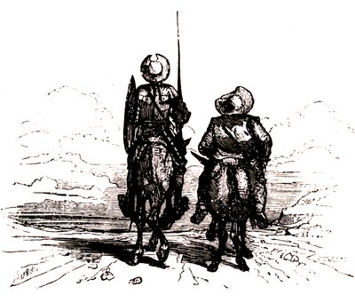 Don Chisciotte sul suo cavallo, accanto a Sancho sul suo asino da Charles Albert d