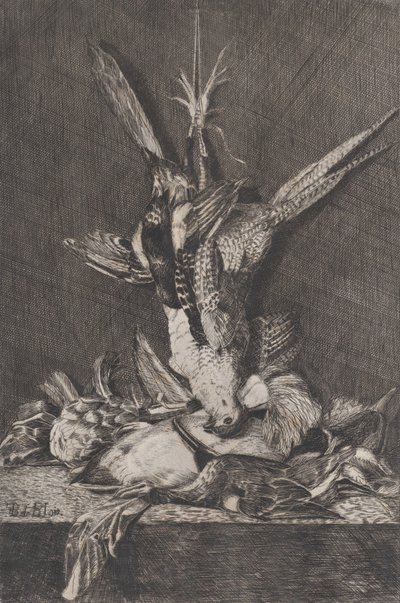 Trofeo di caccia con uccelli selvatici e carciofo da Charles Alphonse Deblois