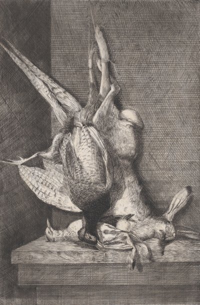 Trofeo di caccia con uccelli selvatici e coniglio, 1850-1900 da Charles Alphonse Deblois