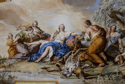 Il riposo di Diana tra le Ninfe, affresco da Charles André van Loo