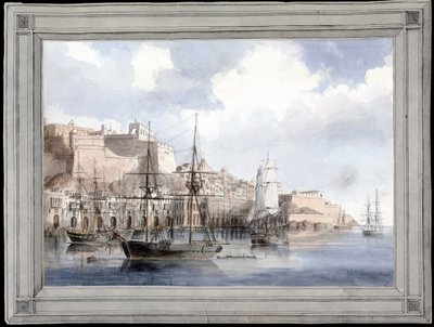 Veduta di Malta (il grande porto di La Valletta con il forte Sant