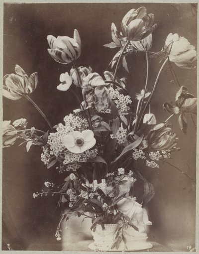 Studio di fiori in vaso con figura di bambino da Charles Aubry (manner of)