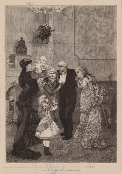 Un paio di stampelle (incisione) da Charles Auguste (1841-1905) (after) Loye
