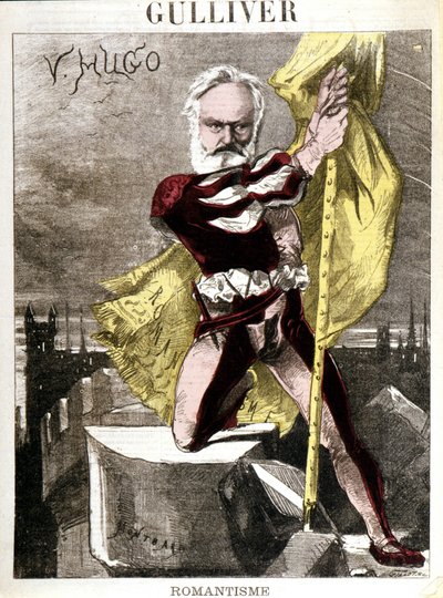 Caricatura di Victor Hugo di Georges Montbard (1841-1905). "Gulliver - Romanticismo" da Charles Auguste Loye