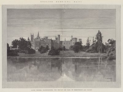 Case Inglesi, Alton Towers, Staffordshire, la Residenza del Conte di Shrewsbury e Talbot da Charles Auguste Loye