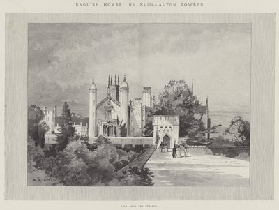 Case inglesi, Alton Towers, vista dalla terrazza da Charles Auguste Loye