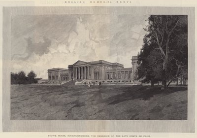 Case inglesi, Stowe House, Buckinghamshire, la residenza del defunto conte di Parigi da Charles Auguste Loye