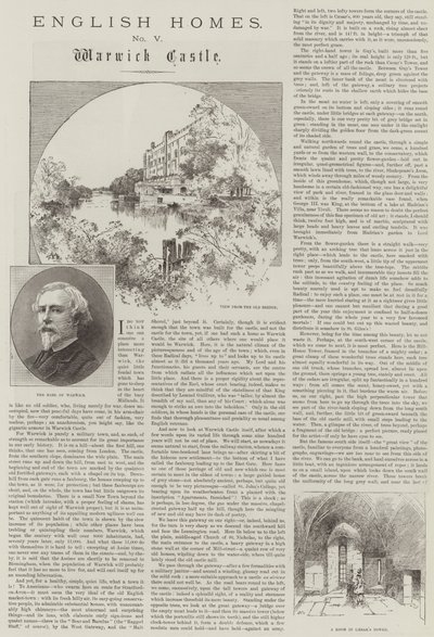 Case inglesi, castello di Warwick da Charles Auguste Loye