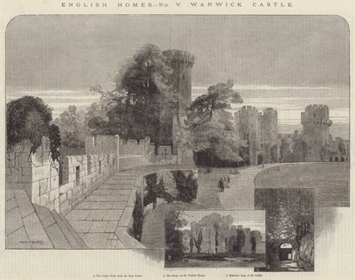 Case inglesi, castello di Warwick da Charles Auguste Loye