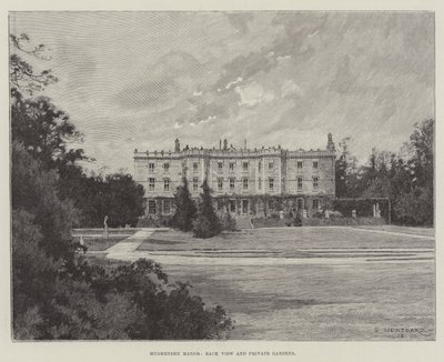 Hughenden Manor, vista posteriore e giardini privati da Charles Auguste Loye