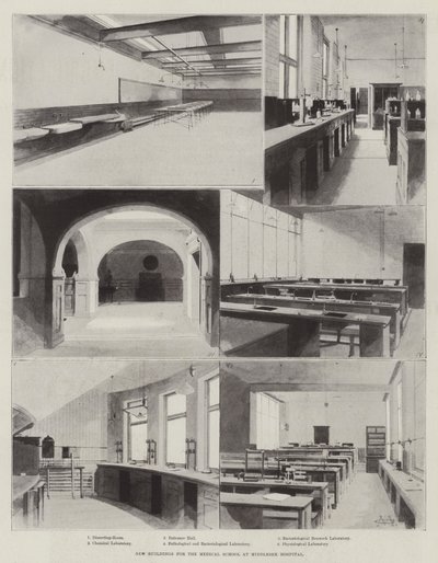 Nuovi edifici per la Scuola di Medicina al Middlesex Hospital da Charles Auguste Loye