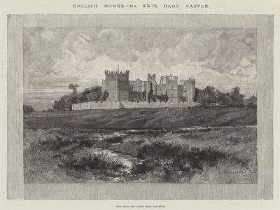 Castello di Raby, vista dai campi vicino alla strada da Charles Auguste Loye