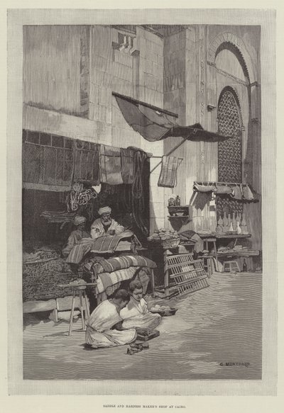 Negozio di sellaio e fabbricante di finimenti al Cairo da Charles Auguste Loye