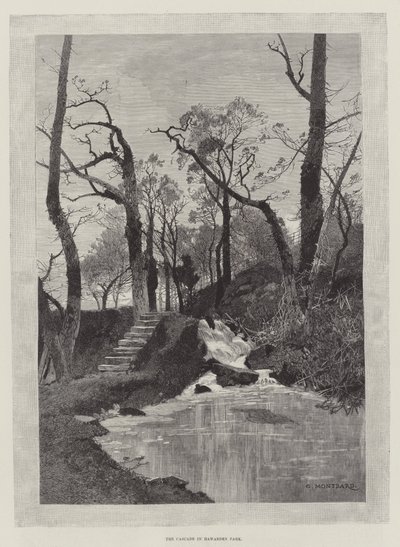 La Cascata nel Parco di Hawarden da Charles Auguste Loye