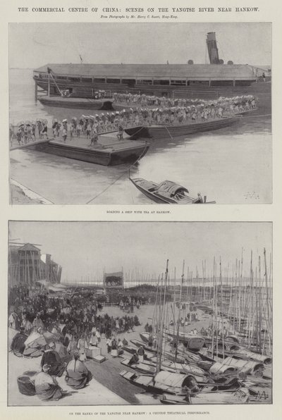 Il centro commerciale della Cina, scene sul fiume Yangtse vicino a Hankow da Charles Auguste Loye