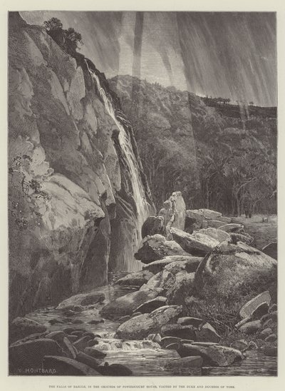Le cascate di Dargle, nei giardini della Powerscourt House, visitate dal Duca e dalla Duchessa di York da Charles Auguste Loye