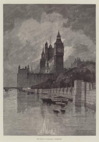 Le case del Parlamento, Westminster da Charles Auguste Loye