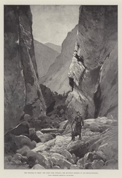 I problemi a Creta, il Passo del Capo, Sphakia, il rifugio montano dei rivoluzionari da Charles Auguste Loye