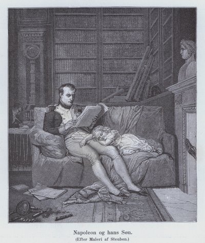 Napoleone I e suo figlio (litografia) da Charles Auguste Steuben