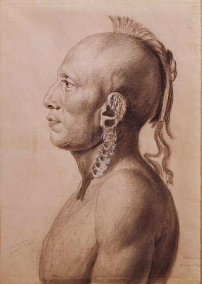 Cachasunghia, un guerriero Osage, 1806 da Charles Balthazar Julien Févret de Saint Mémin