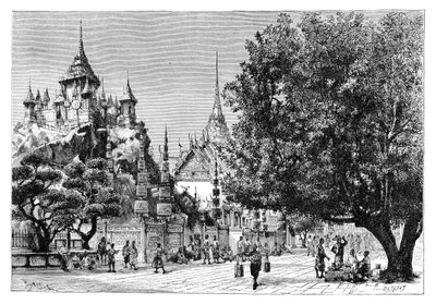 Una strada a Bangkok, Thailandia, 1895 da Charles Barbant