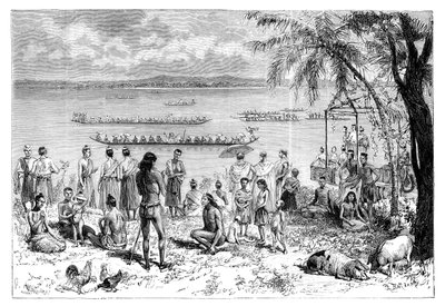 Gara di barche sul Mekong, 1895 da Charles Barbant