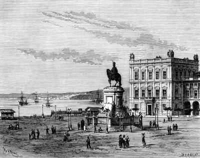 Piazza del Commercio, Lisbona, Portogallo, XIX secolo da Charles Barbant