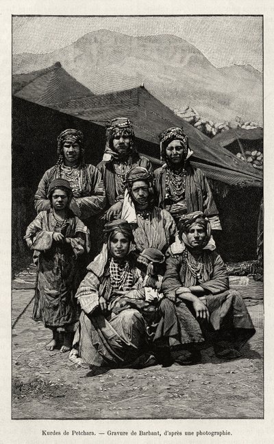 Curdi di Petchara (Turchia). Incisione di Barbant per illustrare la storia "Attraverso l