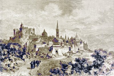 Veduta di Spoleto, illustrazione da 