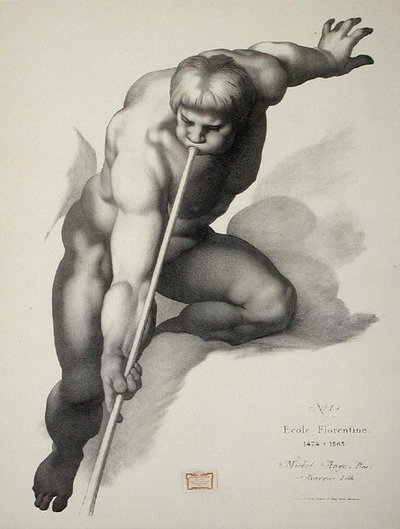 Angelo che suona la tromba, tavola 1 da Cours de Dessin Volume II: 