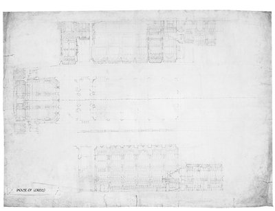 Progetto per le elevazioni est, ovest e nord della Camera dei Lord, c.1842 da Charles Barry