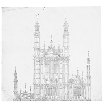 Disegno per le Case del Parlamento, c.1836-40 (penna e inchiostro su carta) da Charles Barry