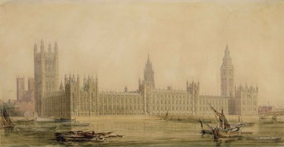 Vista prospettica delle nuove Case del Parlamento, c.1840 da Charles Barry
