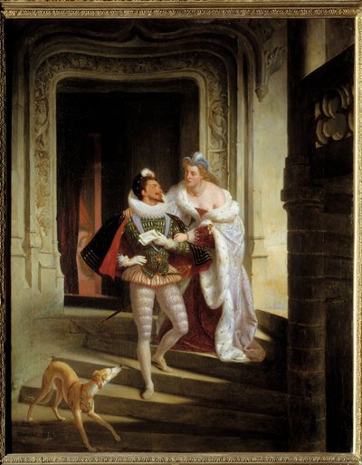 La marchesa di Noirmoutiers, Charlotte de Beaune Semblancay (1551-1617) cerca di dissuadere Enrico I di Lorena, duca di Guisa detto il Balafré (1550-1588) dall