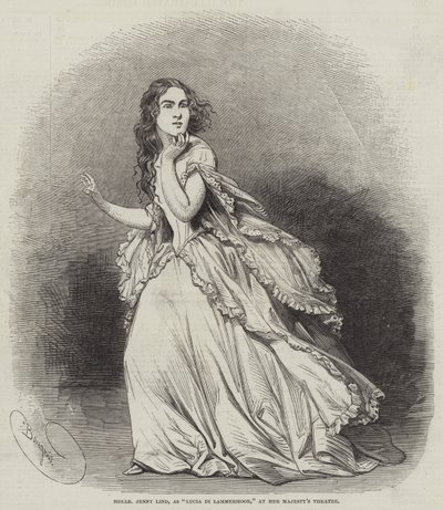 Mademoiselle Jenny Lind, come Lucia di Lammermoor, al Teatro di Sua Maestà da Charles Baugniet