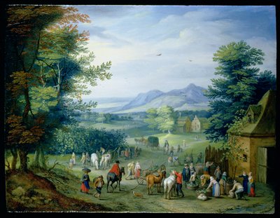 La vendemmia, figure in un paesaggio di campagna da Charles Beschey