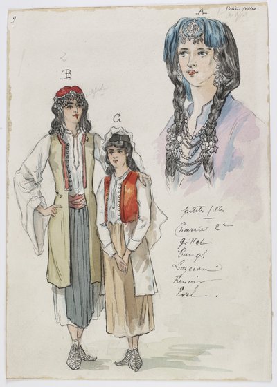 Holmès - La montagna nera - costumi di Charles Bianchini - 09. Le bambine. Le signorine Charrier 2e, Gillet, Taugh, Lozeran, Renoir, Evel da Charles Bianchini