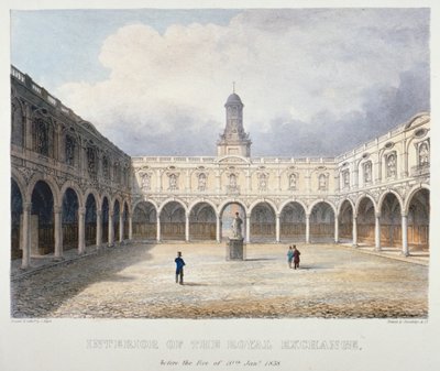 Cortile della Royal Exchange, Città di Londra, 1838 da Charles Bigot