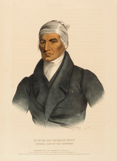 CA-TA-HE-CAS-SA-ZOCCOLO NERO. CAPO PRINCIPALE DEGLI SHAWANOES, da Storia delle tribù indiane del Nord America. da Charles Bird King