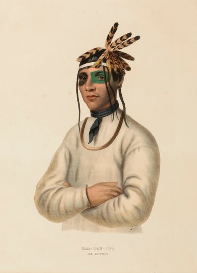 CAA-TOU-SEE. AN OJIBWAY., da Storia delle tribù indiane del Nord America da Charles Bird King