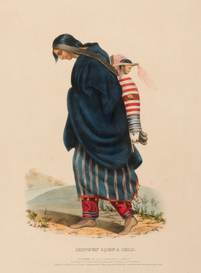 DONNA E BAMBINO CHIPPEWAY, da Storia delle tribù indiane del Nord America da Charles Bird King